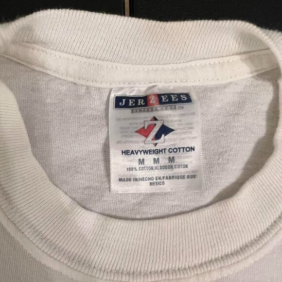 90s Vintage Jerzees Basketball Mom Tee Women’s M Cream Blue Embroidered Retro - Picture 3 of 7